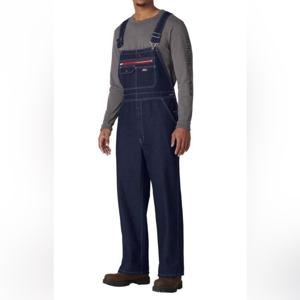 Dickies Men's 2XL Blue Durable Denim Bib Overalls Dark Wash